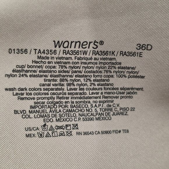 NWT Warner’s No Side Effects Underwire Bra 36D Nude Beige Smoothing - Picture 5 of 6